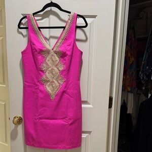 Lilly Pulitzer Pink Mini Dress with Gold Details